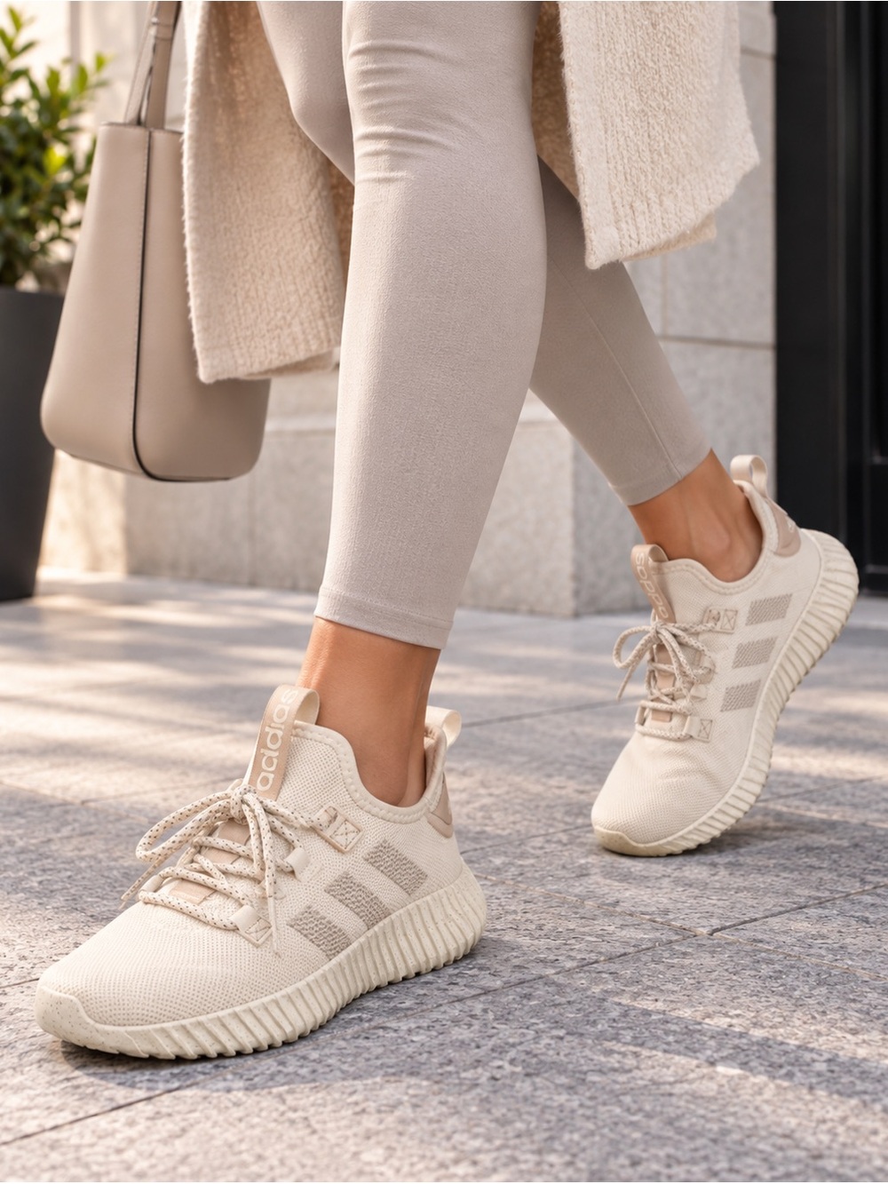 Adidas Kaptir 2.0 Cream Beige Knit Sneakers Women’s Size 10